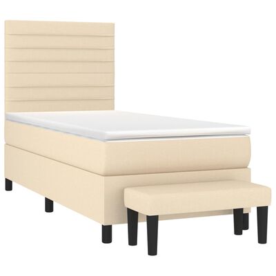 vidaXL Cama com molas/colchão 90x190 cm tecido cor creme