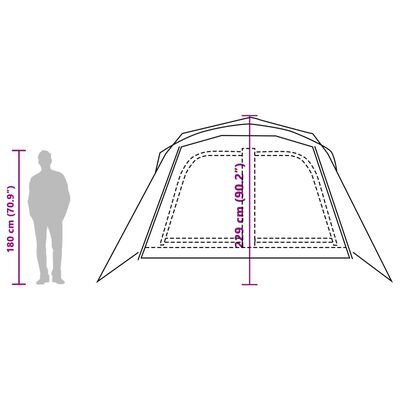 vidaXL Tenda familiar c/ alpendre 9 p. libertação rápida cinza/laranja