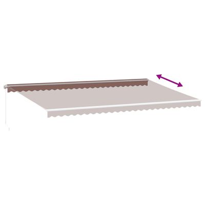 vidaXL Toldo retrátil manual com luz LED 600x350 cm castanho