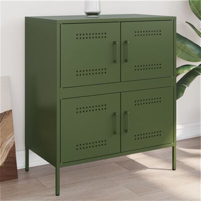 vidaXL Aparador 68x39x79 cm aço verde azeitona