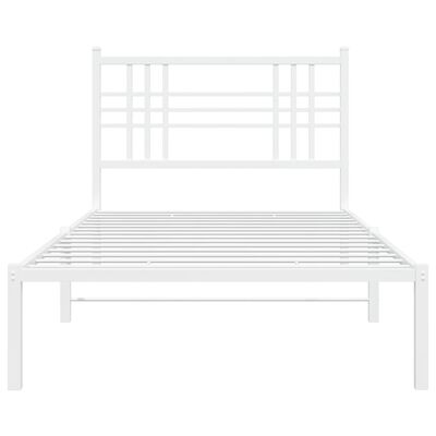 vidaXL Estrutura de cama com cabeceira 90x200 cm metal branco