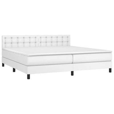 vidaXL Cama com molas/colchão 200x200 cm couro artificial branco