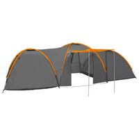 vidaXL Tenda iglu de campismo 650x240x190 cm 8 pessoas cinza e laranja