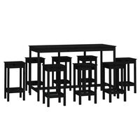 vidaXL 9 pcs conjunto de bar pinho maciço preto