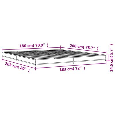 vidaXL Estrutura de cama 180x200 cm derivados madeira/metal