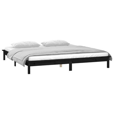 vidaXL Estrutura de cama com LEDs 200x200 cm madeira maciça preto