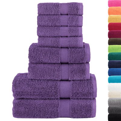 vidaXL 8pcs Conjunto toalhas banho premium SOLUND 600 gsm roxo