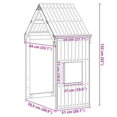 vidaXL Telhado cama infantil 55x84x132 cm pinho maciço castanho-mel