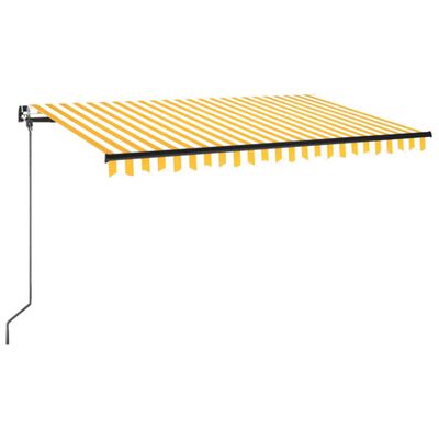 vidaXL Toldo retrátil manual com LED 400x350 cm amarelo e branco