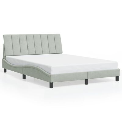 vidaXL Estrutura de cama c/ luzes LED 140x200 cm veludo cinzento-claro