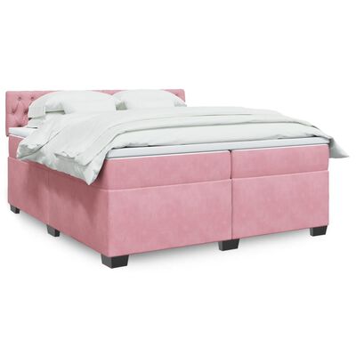 vidaXL Cama com molas/colchão 200x200 cm veludo rosa