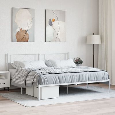 vidaXL Estrutura de cama com cabeceira 180x200 cm metal branco