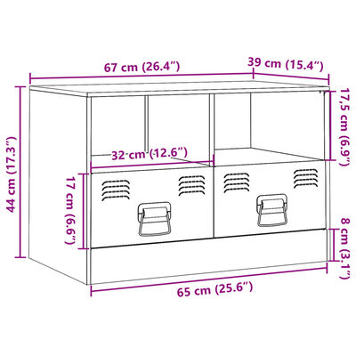 vidaXL Móvel de TV 67x39x44 aço verde azeitona