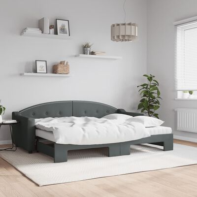 vidaXL Sofá-cama c/ gavetão e colchões 80x200cm tecido cinzento-escuro