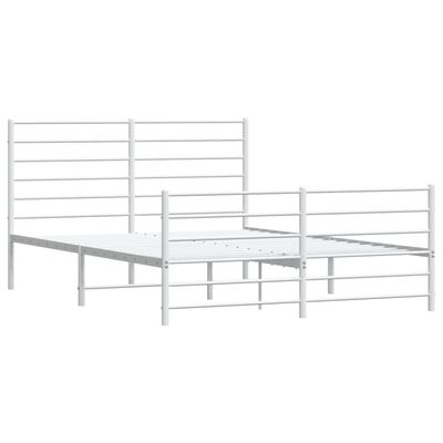 vidaXL Estrutura de cama com cabeceira e pés 135x190 cm metal branco