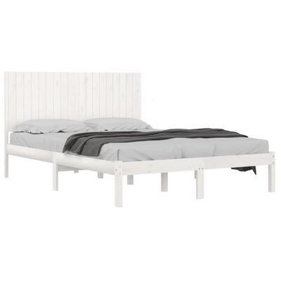 vidaXL Estrutura de cama super king pinho maciço 180x200 cm branco