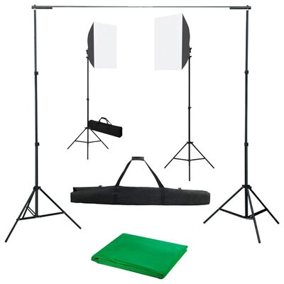 vidaXL Kit de estúdio fotográfico com softbox de iluminação e fundo