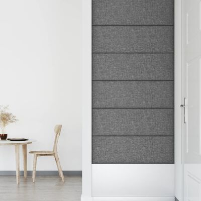 vidaXL Painel de parede 12 pcs 90x30 cm tecido 3,24 m² cinza-claro