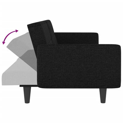 vidaXL Sofá-cama com suporte para copos tecido preto