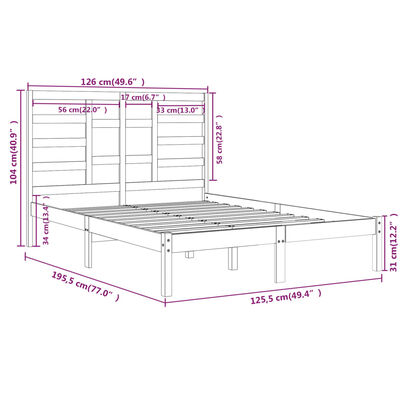 vidaXL Estrutura cama pequena casal 120x190 cm pinho maciço branco