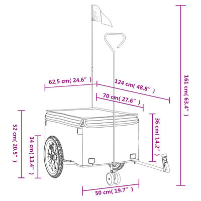 vidaXL Reboque para bicicleta 45 kg ferro preto e amarelo