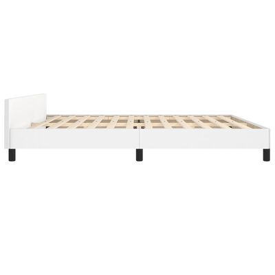 vidaXL Estrutura cama c/ cabeceira couro artificial 200x200 cm branco