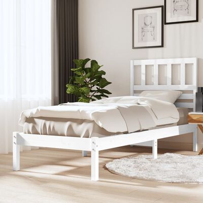 vidaXL Cama sem colchão 75x190 cm madeira de pinho maciça branco