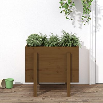 vidaXL Vaso/floreira de jardim 62x50x57 cm pinho maciço castanho-mel