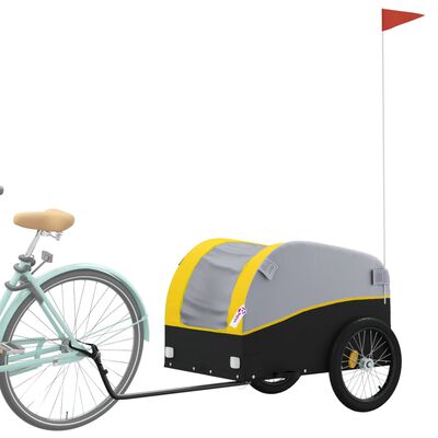 vidaXL Reboque para bicicleta 45 kg ferro preto e amarelo