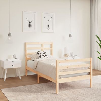 vidaXL Estrutura de cama pequena solteiro 75x190 cm madeira maciça