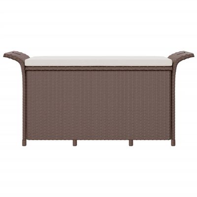 vidaXL Banco de jardim com almofadão 116x46x57 cm vime PE castanho