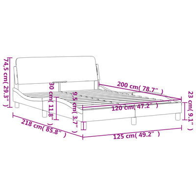 vidaXL Estrutura de cama c/ cabeceira 120x200 cm veludo cinzento-claro