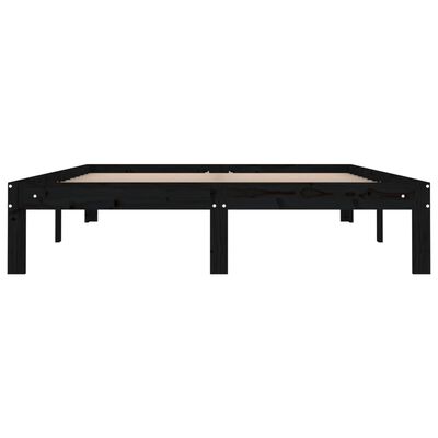 vidaXL Estrutura de cama casal 135x190 cm madeira maciça preto