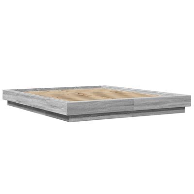 vidaXL Estrutura de cama 160x200 cm derivados de madeira cinza sonoma