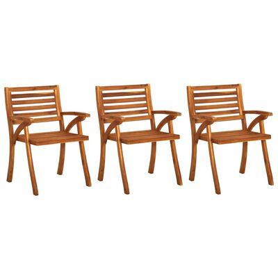 vidaXL Cadeiras de jantar jardim c/ almofadões 3 pcs madeira acácia