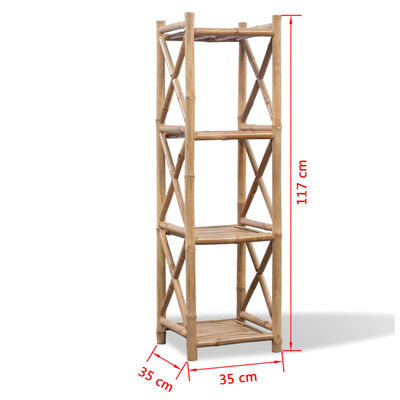 vidaXL Estante de bambu quadrada com 4 prateleiras