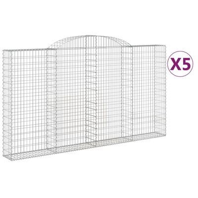 vidaXL Cestos gabião arqueados 5pcs 300x30x160/180cm ferro galvanizado