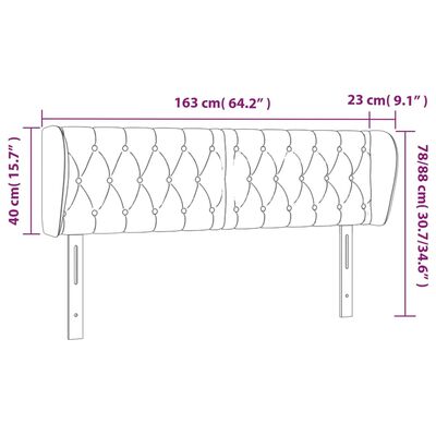 vidaXL Cabeceira de cama c/ abas tecido 163x23x78/88 cm preto