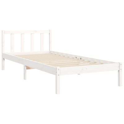 vidaXL Estrutura de cama com cabeceira 100x200cm madeira maciça branco