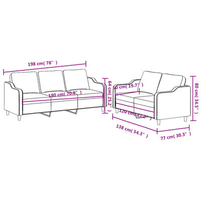 vidaXL 2 pcs conjunto de sofás com almofadões tecido cor creme