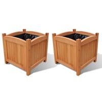 vidaXL Vasos/floreiras em madeira 2 pcs 30x30x30 cm