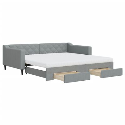 vidaXL Sofá-cama c/ gavetão e gavetas 100x200 cm tecido cinzento-claro