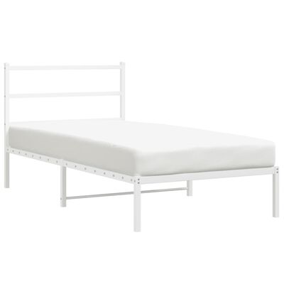 vidaXL Estrutura de cama com cabeceira 100x200 cm metal branco