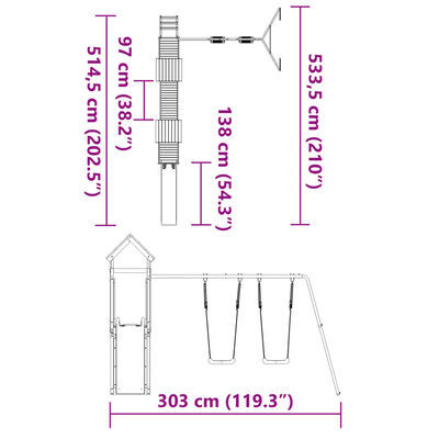 vidaXL Conjunto de brincar para exterior madeira de pinho impregnada