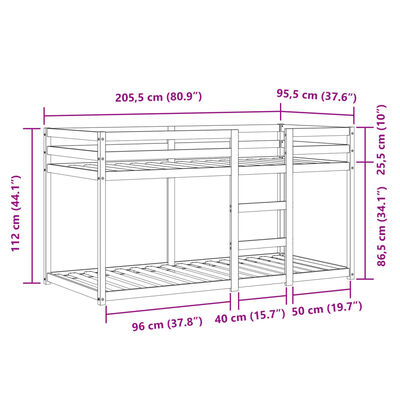 vidaXL Beliche com cortinas 90x200 cm madeira de pinho maciça rosa