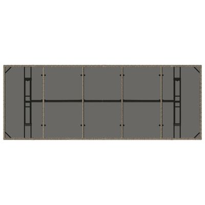 vidaXL Mesa de jardim com tampo de vidro 240x90x75 cm vime PE cinzento