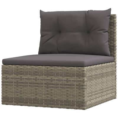 vidaXL 8 pcs conjunto lounge de jardim c/ almofadões vime PE cinzento