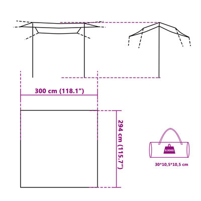 vidaXL Lona de campismo 300x294 cm impermeável cinzento e laranja