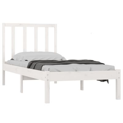 vidaXL Estrutura de cama solteiro 90x190 cm pinho maciço branco