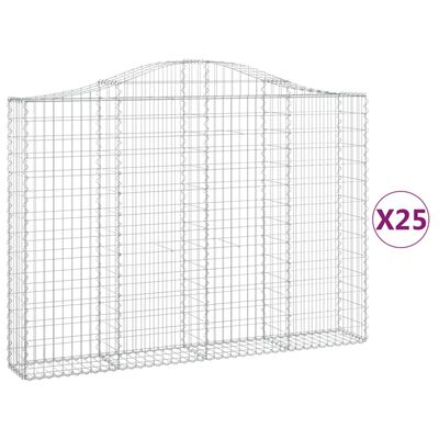 vidaXL Cestos gabião arqueados 25 pcs 200x30x140/160 ferro galvanizado